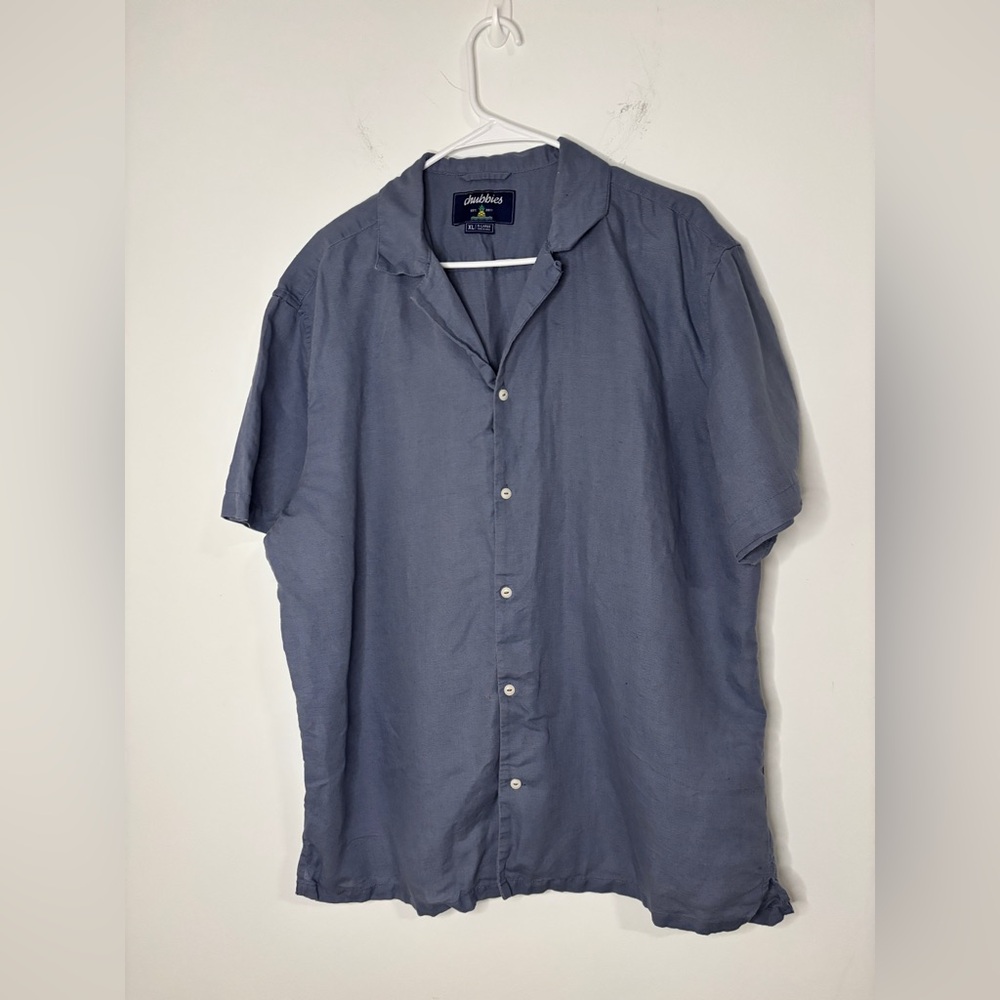Chubbies The Big Blue Linen Sunday Shirt  Men XL Short Sleeves Button Down